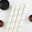 Set of 4 Woven Ribbed Placemats with Cameo Blue Stripes & Fringe
