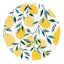 Yellow Lemon Print Braided Round Placemat, 15"