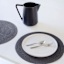 Set of 6 Black & Silver Lame Round Placemats, 15"