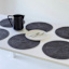 Set of 6 Black & Silver Lame Round Placemats, 15"