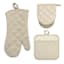 Set of 3 Taupe Pot Holder Oven & Mini Mitts
