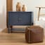 Honeybloom Faux Leather Brown Pouf with Baseball Stitch