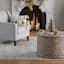 Wooden Cutout Drum Coffee Table, White Washed Finish