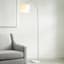 Silver Arc Floor Lamp with Marble Base & White Fabric Drum Shade, 70"