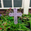 Honeybloom Purple Metal He is Risen Cross Yard Stake, 13"