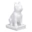 White Ceramic French Bulldog Sitting on Book, 8.5"