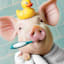 Piggy Bath Time Canvas Wall Art, 18"
