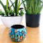 Blue & Amber Brown Mosaic Glass Votive Candle Holder, 3"