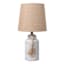 Grey Beaded Tassle Small Table Lamp with Burlap Shade, 18.5"