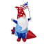 Resin Patriotic Gnome Sitting on Rocket
