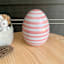 Homespun Easter Pink & White Striped Ceramic Egg Jar, 7"