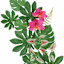 Pink Orchid with Mixed Tropical Leaves Garland, 72"