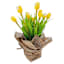 Yellow Tulips in Flax Fabric Bag, 8"