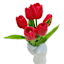 Red Real-Feel Tulips in Hand Shaped Ceramic Pot, 12"