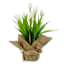 White Tulips in Flax Fabric Bag, 8"