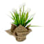 White Tulips in Flax Fabric Bag, 8"
