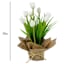 White Tulips in Flax Fabric Bag, 8"