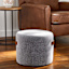 Honeybloom Rica Textured Pouf with Faux Leather Handles, Grey