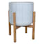 Bay Blue Metal & Wood Planter Stand, Medium
