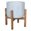Bay Blue Metal & Wood Planter Stand, Small