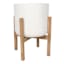 Bay White Metal & Wood Planter Stand, Medium