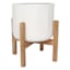 Bay White Metal & Wood Planter Stand, Small