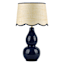 Providence Navy Double Gourd Ceramic Lamp with Scallop Shade, 17"