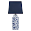 Navy Blue Chinoiserie Ceramic Medium Table Lamp with Navy Blue Shade, 24"