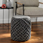 Ty Pennington Reid Twisted Round Ottoman, Wool Grey