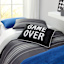 3-Piece Black Collegiate Stripe Printed Duvet Set with Insert, Twin/Twin XL