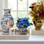 Blue Hydrangea & Berry in Blue & White Vase, 8"
