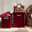 Providence Burgundy Velvet Fabric Storage Basket with Lid, Large