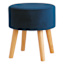Emmy Stool with Wooden Legs, Navy Blue Velvet