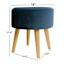 Emmy Stool with Wooden Legs, Navy Blue Velvet