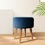 Emmy Stool with Wooden Legs, Navy Blue Velvet