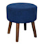 Emmy Stool with Wooden Legs, Navy Corduroy