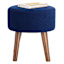 Emmy Stool with Wooden Legs, Navy Corduroy