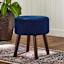 Emmy Stool with Wooden Legs, Navy Corduroy
