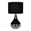 Crosby St. Black Metallic Ceramic Teardrop Table Lamp with Black Shade, 25"
