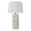 White Ceramic Floral Cutout Medium Table Lamp with Shade, 25"