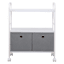 2-Tier Metal & Wood Cart with 2 Modular Cubes, White