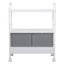 2-Tier Metal & Wood Cart with 2 Modular Cubes, White