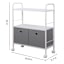 2-Tier Metal & Wood Cart with 2 Modular Cubes, White