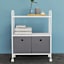 2-Tier Metal & Wood Cart with 2 Modular Cubes, White