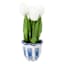 White Tulips in Blue & White Ceramic Pot, 11"