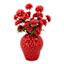 Red Zinna in Strawberry Pot, 12"