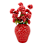 Red Zinna in Strawberry Pot, 12"