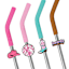 4-Pack Disco Cowboy Charm Stainless Steel Straw Set