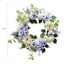 Blue & White Rose & Hydrangea Wreath, 23"