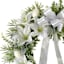 White Lily Wreath with Bow, 21"
